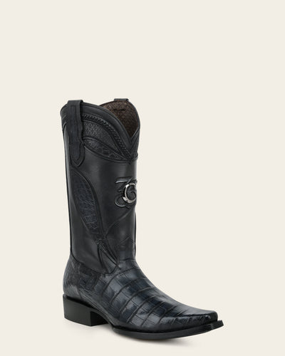 Botas cowboy piel exótica color café grabadas