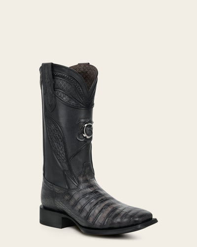 Botas cowboy piel exótica color café grabadas